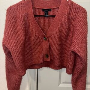 Forever 21 Women's Maroon Cropped Sweater